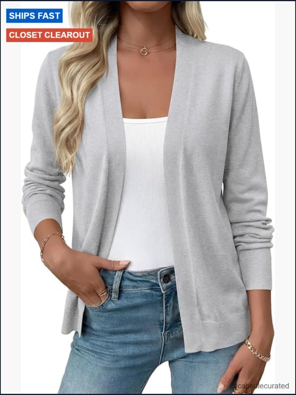 Lightweight Open Front Cardigan Sweater Long Sleeve Shrug Knit Duster